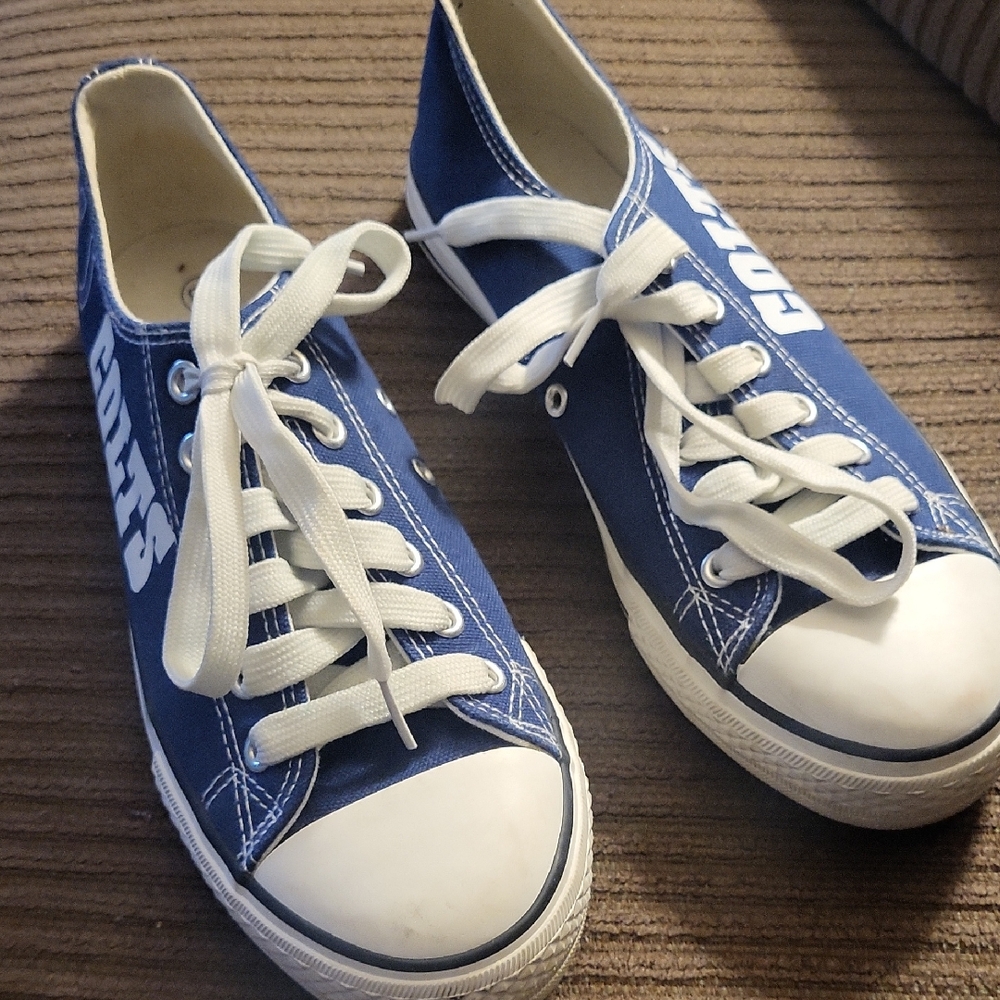 Colts NFL Blue and White Canvas Sneakers....size 38 Or 7.5.....some Wear